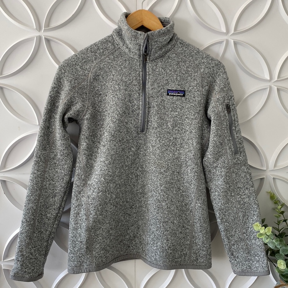 Patagonia Better Sweater Womens 1/4 Zip Fleece Grey Logo Pullover size small